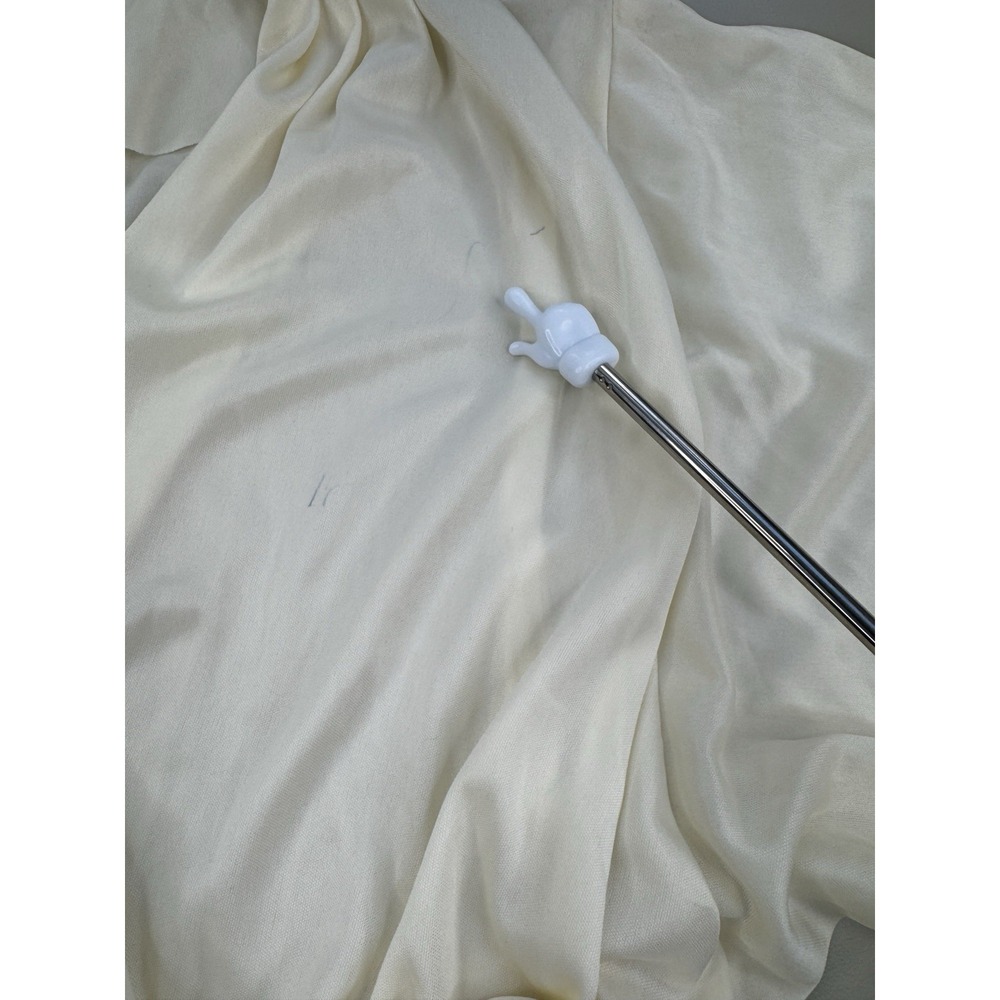 Vintage Cream Satin Robe Size L Boho Bridal Puff Sleeve Tie Waist Romantic - Picture 7 of 14